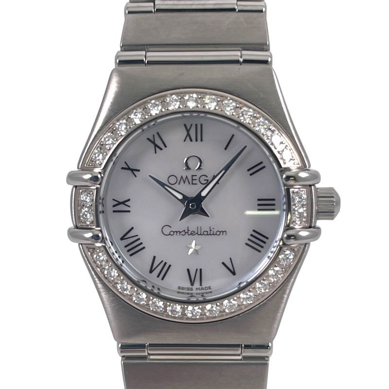 OMEGA オメガ コンステレーション ミニ ダイヤベゼル 1466.61 腕時計 ステンレススチール ホワイトシェル【中古】 レディース