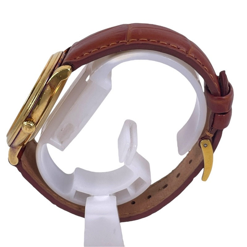 【OMEGA】オメガ デビル プレステージ 168.1050 腕時計 YG/レザーメンズ 自動巻き 750 K18YG イエローゴールド