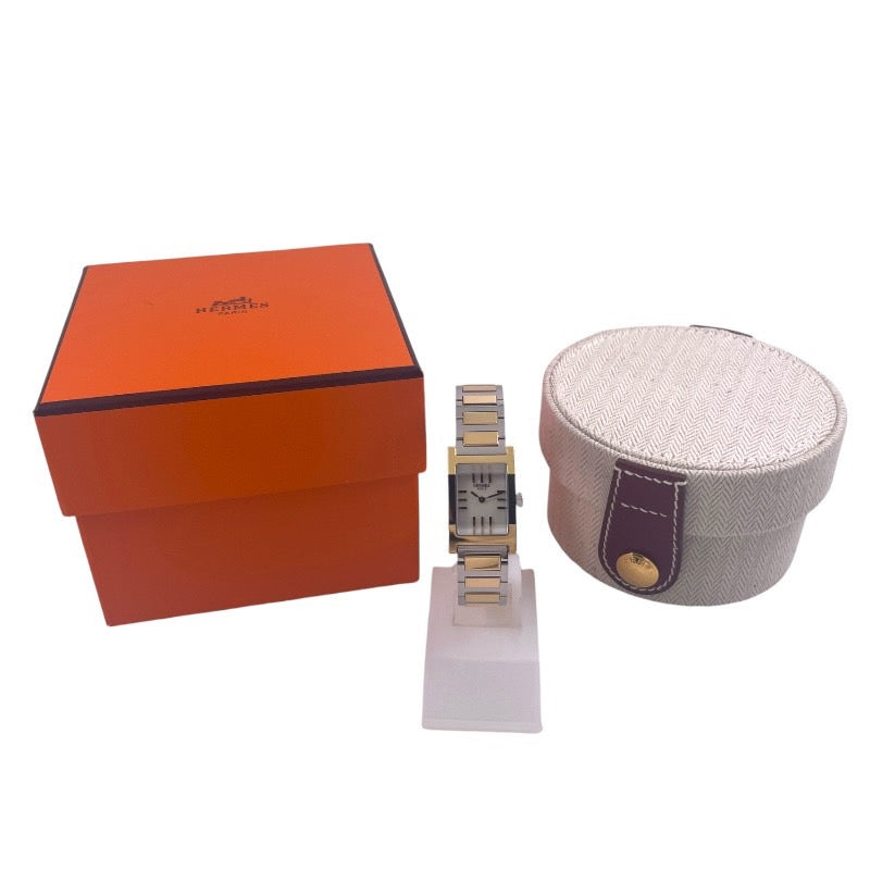 【HERMES】エルメス タンデム TA1.220 腕時計 ステンレススチールレディース クオーツ コンビ シェル文字盤