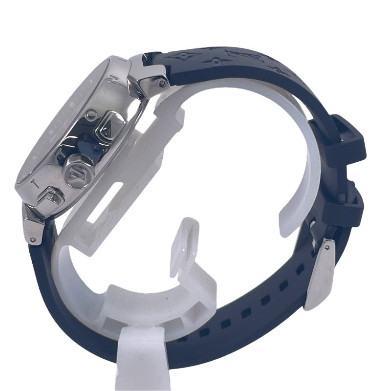 【LOUIS VUITTON】ルイ・ヴィトン タンブール ラブリーカップ Q11BG 腕時計 SS/ラバーメンズ クオーツ クロノグラフ ラバーベルト