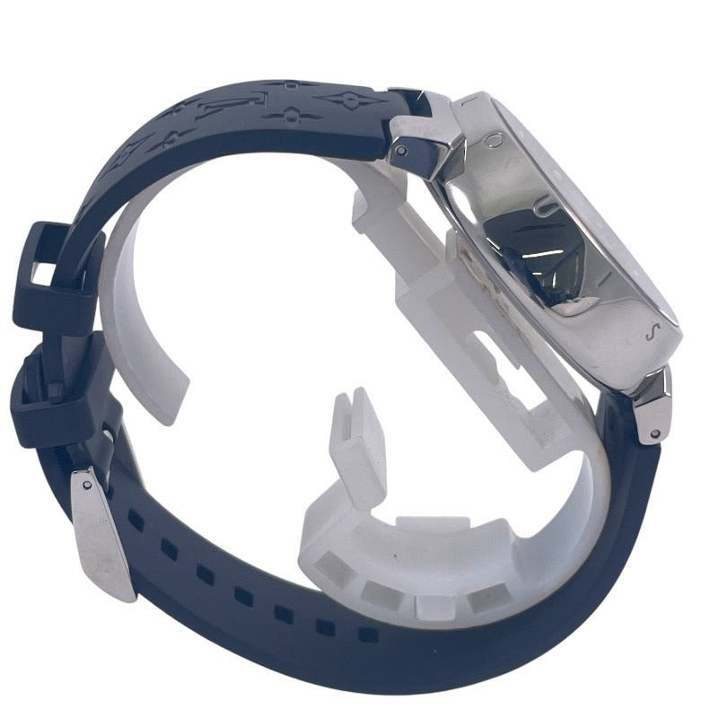 【LOUIS VUITTON】ルイ・ヴィトン タンブール ラブリーカップ Q11BG 腕時計 SS/ラバーメンズ クオーツ クロノグラフ ラバーベルト