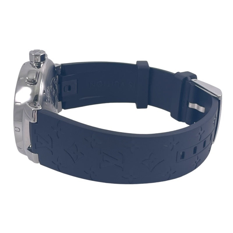 【LOUIS VUITTON】ルイ・ヴィトン タンブール ラブリーカップ Q11BG 腕時計 SS/ラバーメンズ クオーツ クロノグラフ ラバーベルト