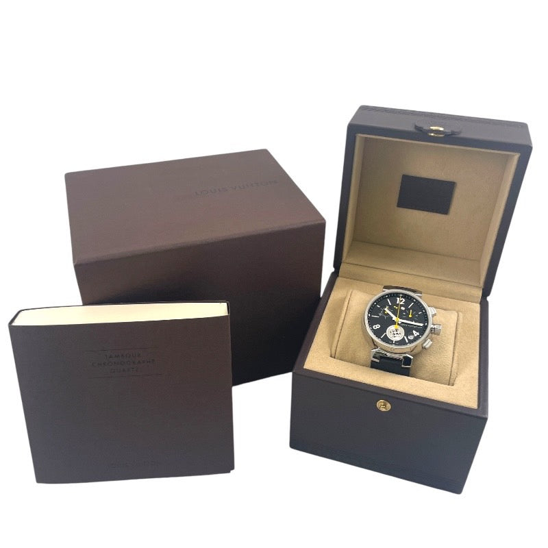 【LOUIS VUITTON】ルイ・ヴィトン タンブール ラブリーカップ Q11BG 腕時計 SS/ラバーメンズ クオーツ クロノグラフ ラバーベルト