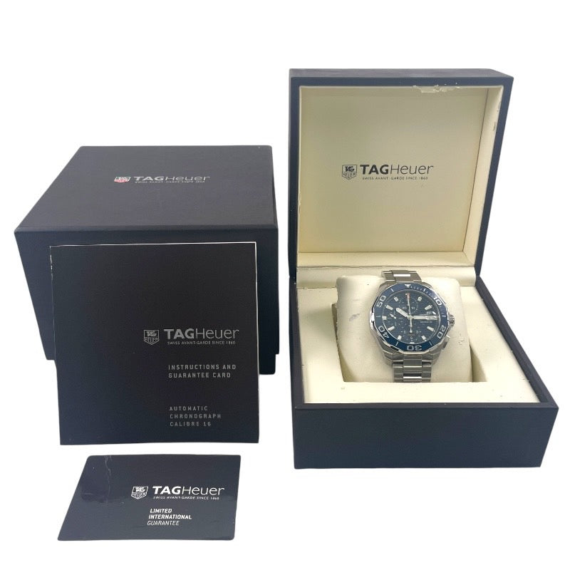 TAG HEUER タグホイヤー アクアレーサー キャリバー16 クロノグラフ CAY211B.BA0927 腕時計 ステンレススチール ブルー 自動巻き ブルー文字盤【中古】 メンズ