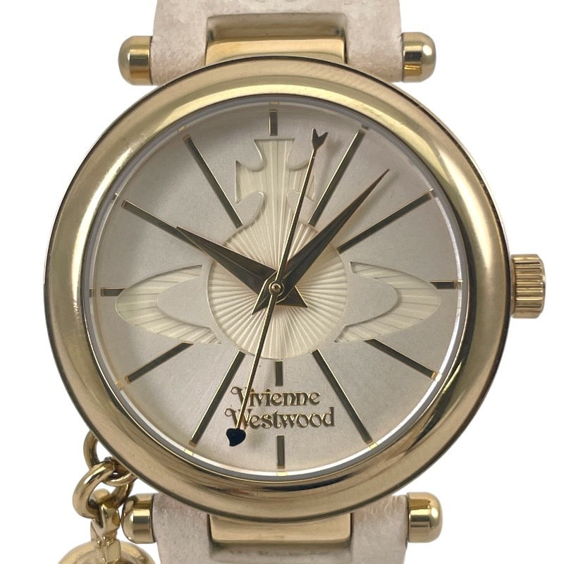【Vivienne Westwood】ヴィヴィアンウエストウッド オーブ VV006 WHWH 腕時計 GP/レザー レディース クオーツ
