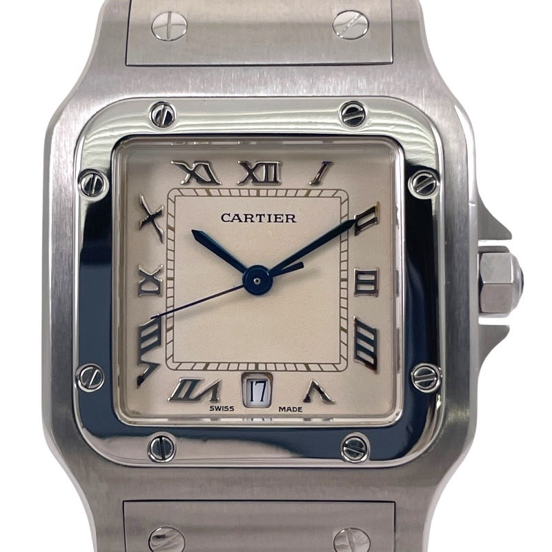 CARTIER カルティエ サントスガルベLM W20018D6 腕時計 ステンレススチール  クオーツ アイボリー文字盤【中古】 メンズ