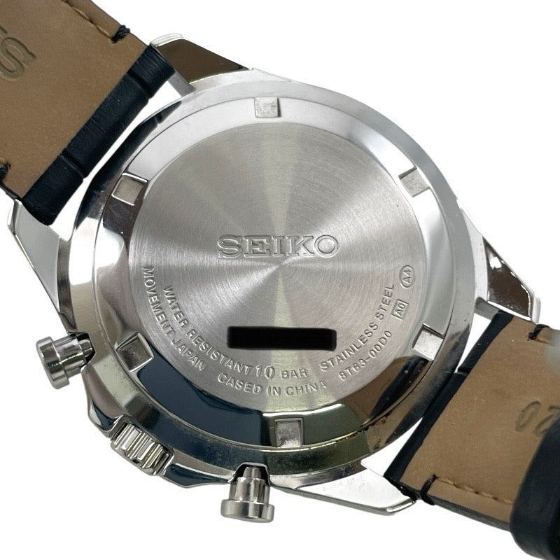 【SEIKO】セイコー セレクション SBTR021 腕時計 SS/レザーメンズ クオーツ クロノグラフ 8T63-00D0