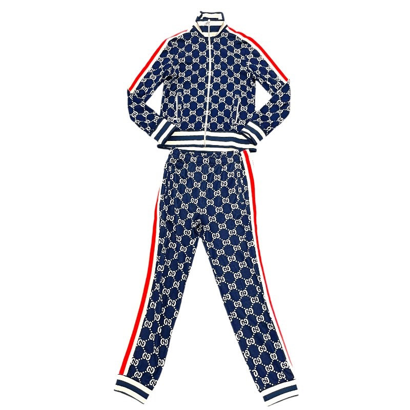 【中古】【GUCCI】グッチ GGジャガード コットンジャケット&ジョギングパンツ 496919/496920 セットアップ コットン メンズ