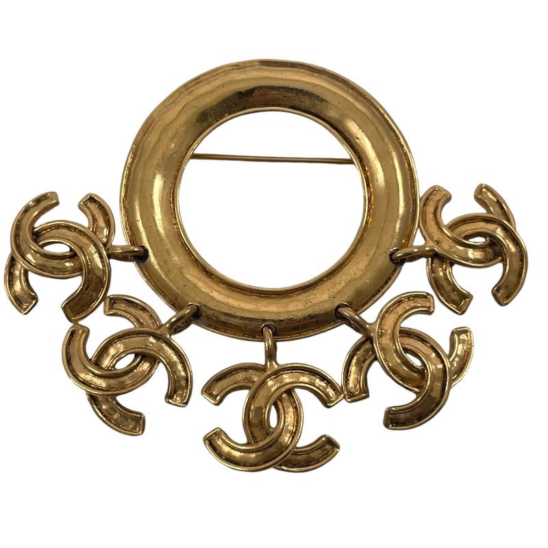 【CHANEL】シャネル ラウンド ココマーク 5モチーフ ブローチ GPレディース ゴールド ヴィンテージ オールド