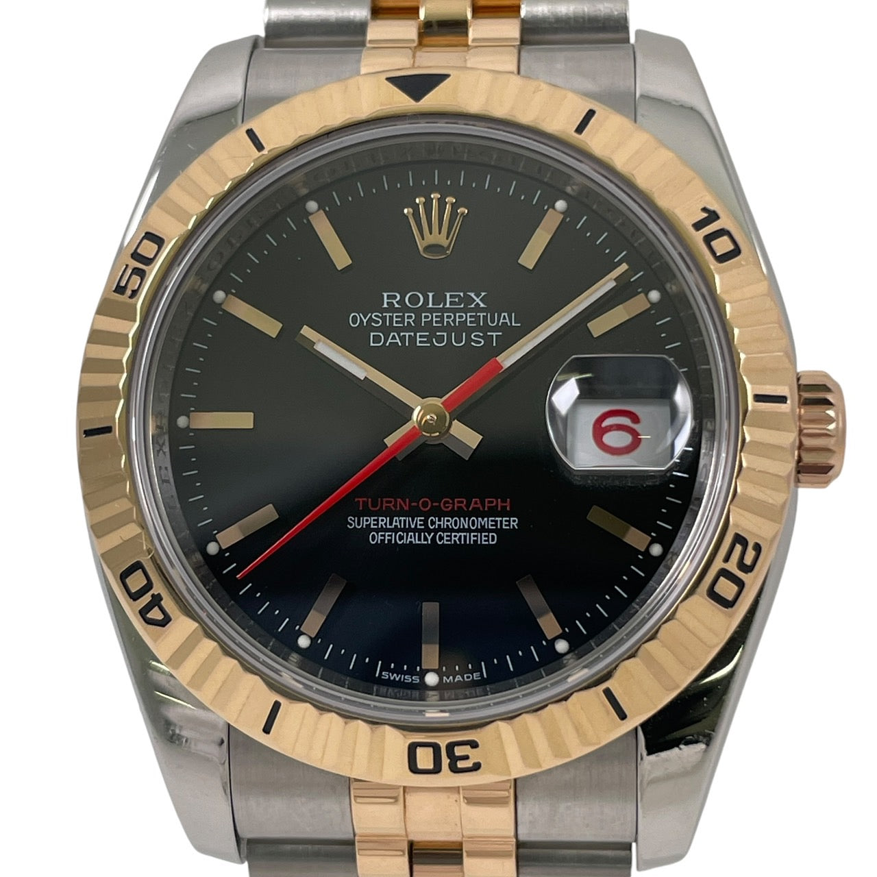 【ROLEX】ロレックス デイトジャスト ターノグラフ 116261 腕時計 SS/PGメンズ ブラック 黒文字盤 コンビ