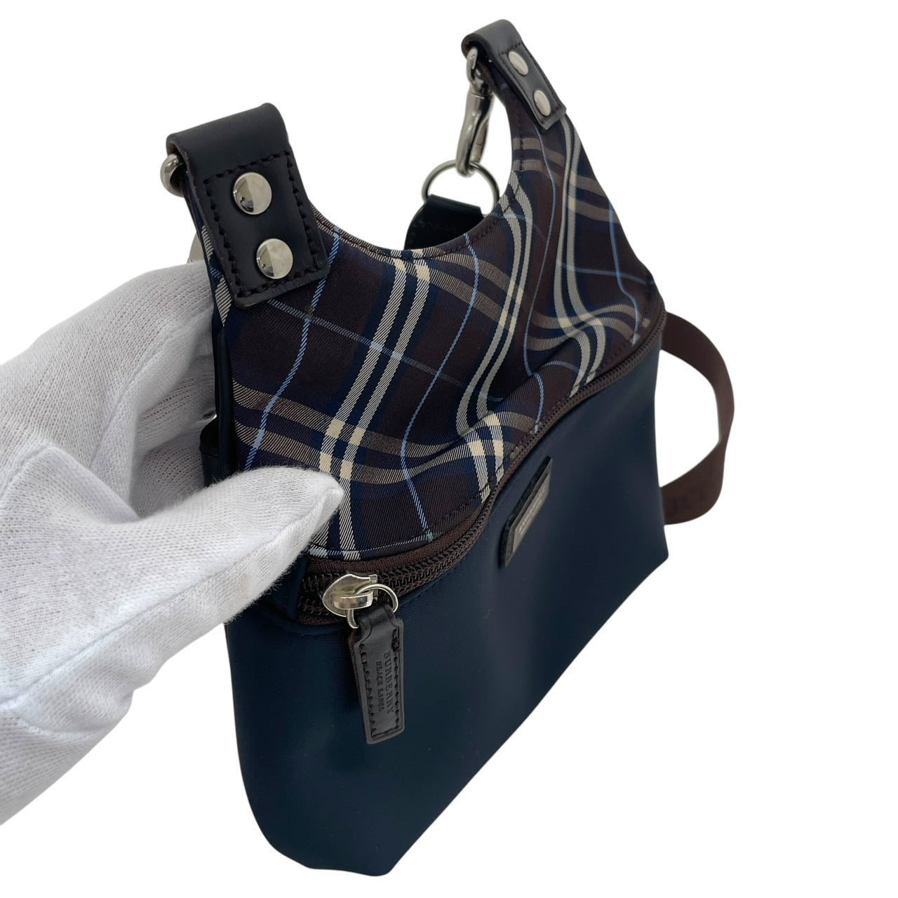 【BURBERRY BLACK LABEL】バーバリーブラックレーベル ショルダーバッグメンズ チェック柄 ナイロン ポシェット ポーチ