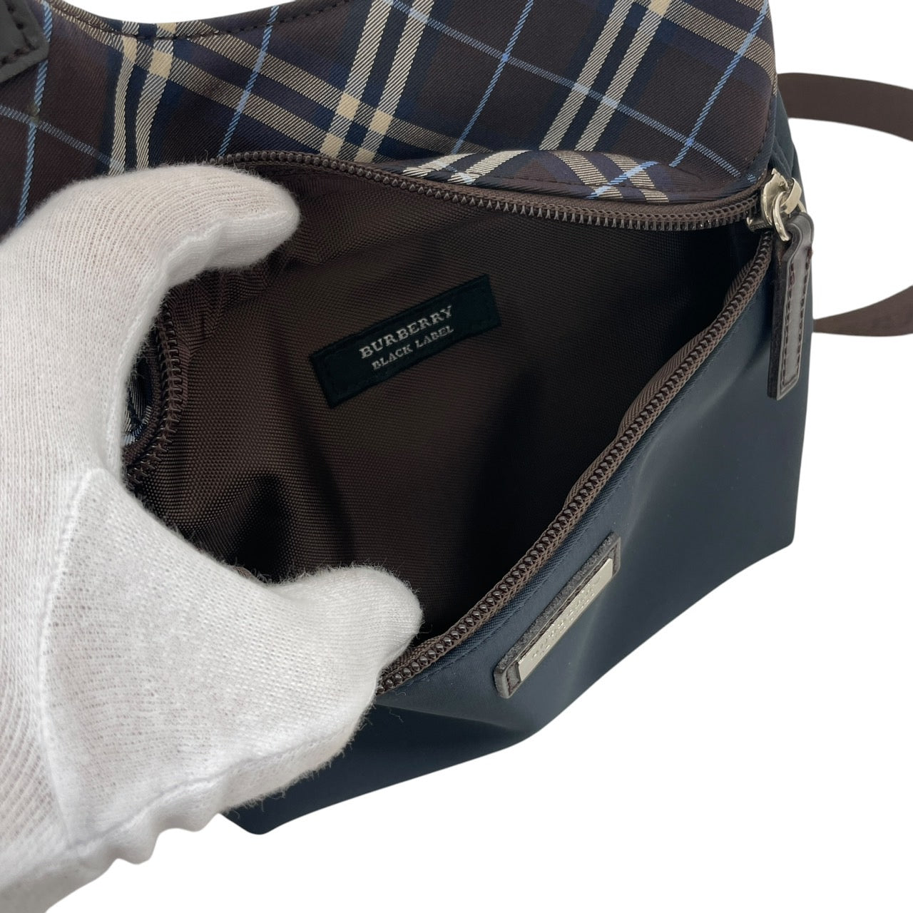 【BURBERRY BLACK LABEL】バーバリーブラックレーベル ショルダーバッグメンズ チェック柄 ナイロン ポシェット ポーチ