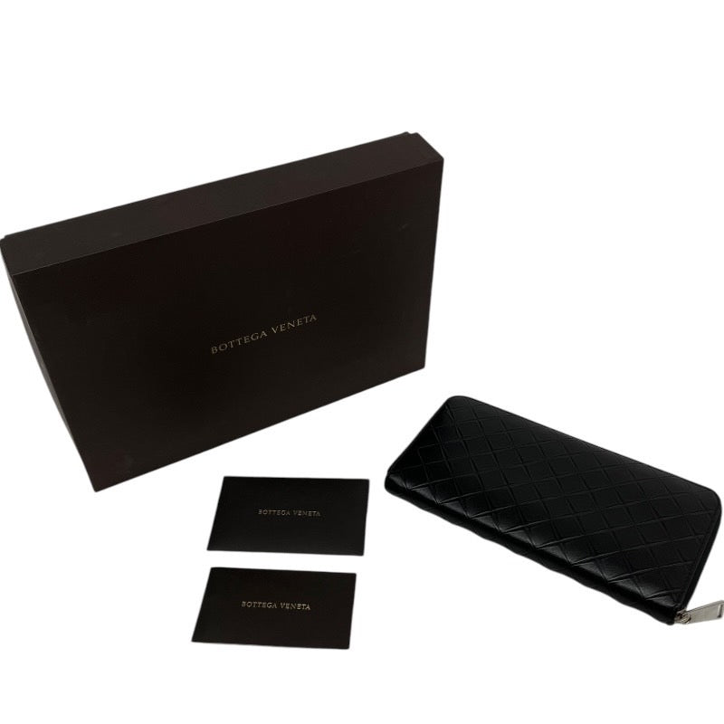 【BOTTEGAVENETA】ボッテガヴェネタ ラウンドファスナー長財布 長財布 レザーユニセックス 型押しイントレチャート 本革