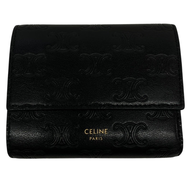 【CELINE】セリーヌ トリフォールドウォレット 10B573BUF.38NO 三つ折り財布レディース レザー トリオンフ マカダム コンパクトウォレット