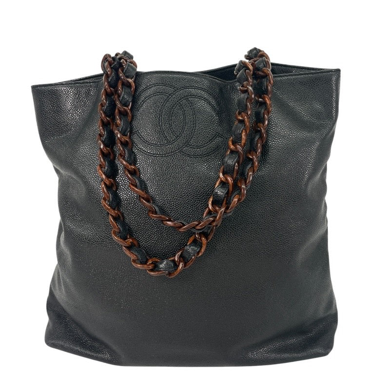 【CHANEL】シャネル トートバッグレディース ココマーク ウッドチェーン プラチェーン トート キャビアスキン
