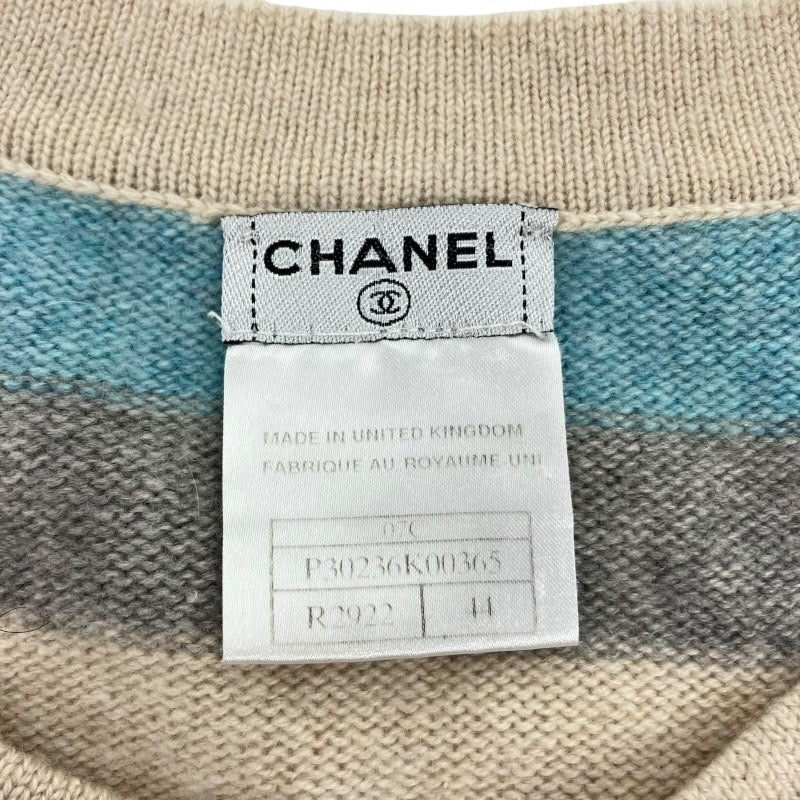 【CHANEL】シャネル カシミア100% ボーダー P30236K00365 カーディガン カシミヤ レディース ボタン カシミヤ