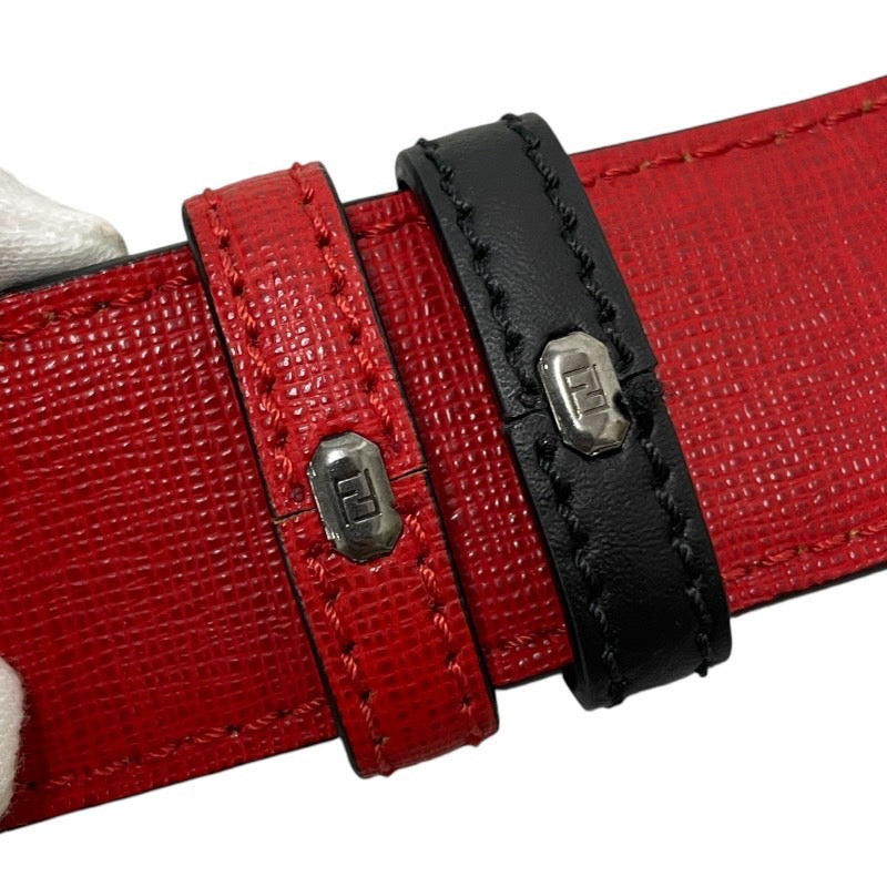 【FENDI】フェンディ モンスター リバーシブル ベルト レザーメンズ 黒/赤 レザー