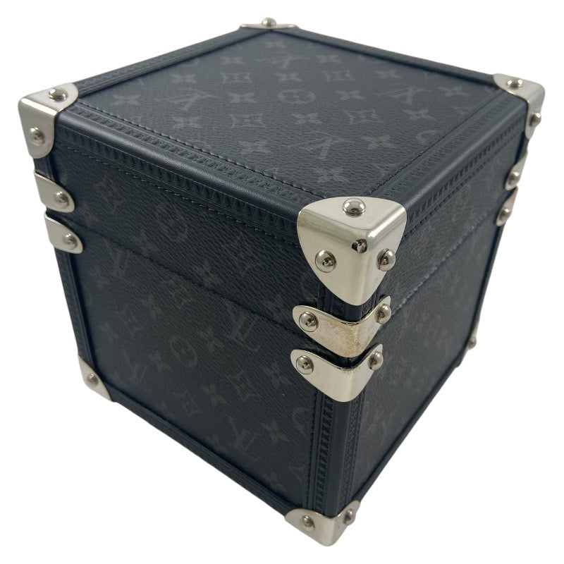 【LOUIS VUITTON】ルイ・ヴィトン タンブール デュアルタイム テーブルクロック Q1Q030 置時計ユニセックス トランク モノグラムエクリプス