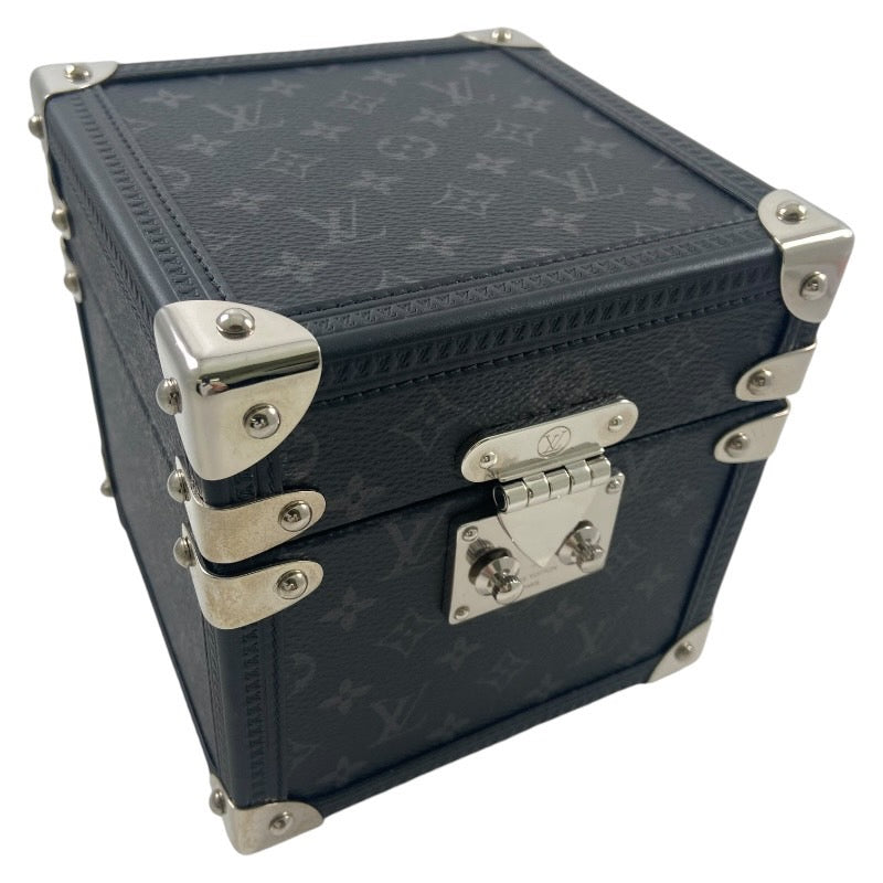 【LOUIS VUITTON】ルイ・ヴィトン タンブール デュアルタイム テーブルクロック Q1Q030 置時計ユニセックス トランク モノグラムエクリプス