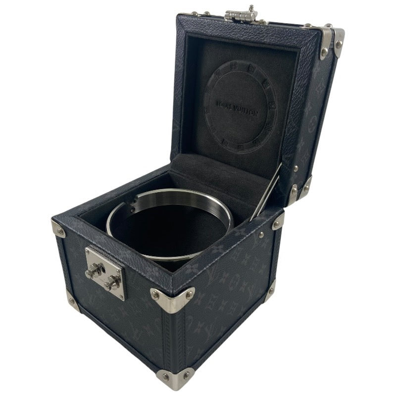 【LOUIS VUITTON】ルイ・ヴィトン タンブール デュアルタイム テーブルクロック Q1Q030 置時計ユニセックス トランク モノグラムエクリプス