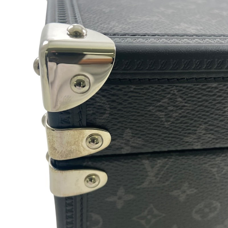 【LOUIS VUITTON】ルイ・ヴィトン タンブール デュアルタイム テーブルクロック Q1Q030 置時計ユニセックス トランク モノグラムエクリプス