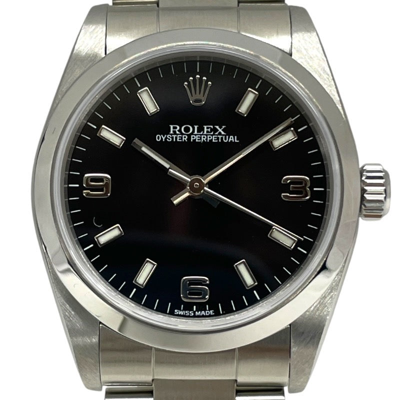 【ROLEX】ロレックス オイスターパーペチュアル 77080 腕時計レディース 黒369 黒文字盤