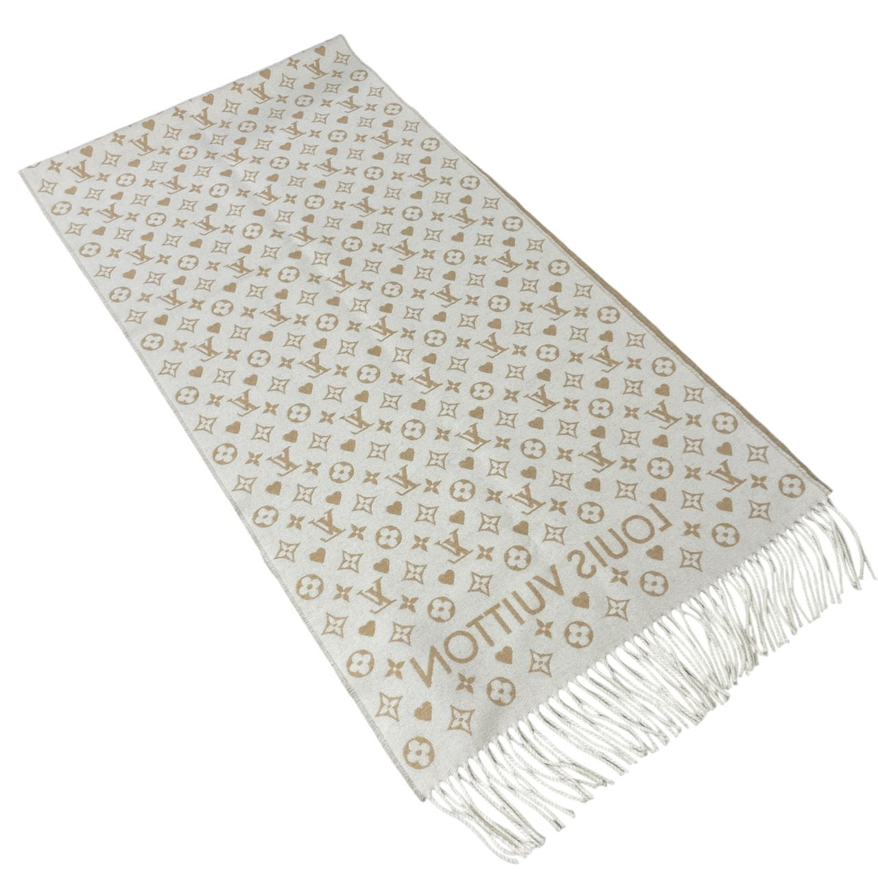 【LOUIS VUITTON】ルイ・ヴィトン マフラー・ゲーム・オン M76900 マフラー カシミヤレディース モノグラム カシミヤ DUNE デューン ベージュ ゲームオン