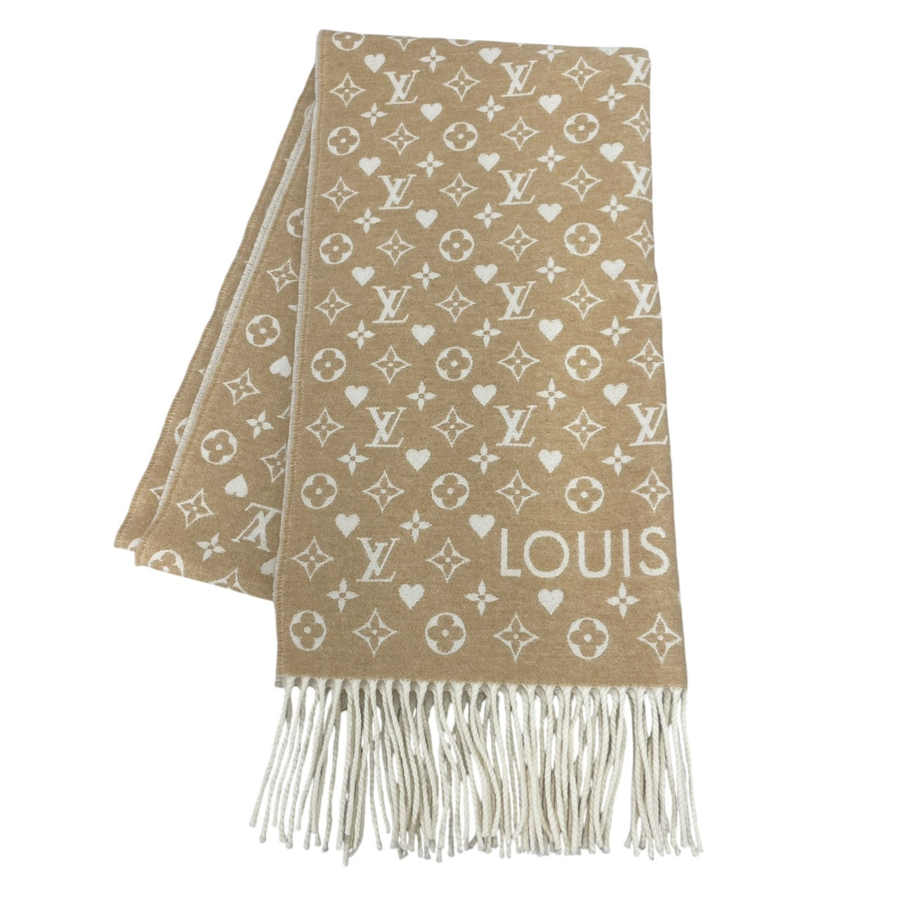 【LOUIS VUITTON】ルイ・ヴィトン マフラー・ゲーム・オン M76900 マフラー カシミヤレディース モノグラム カシミヤ DUNE デューン ベージュ ゲームオン