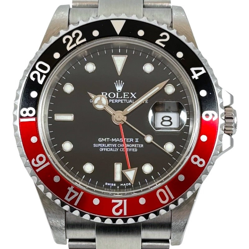 【ROLEX】ロレックス GMTマスター2 16710 腕時計 ステンレススチールメンズ コーク 赤黒ベゼル SS