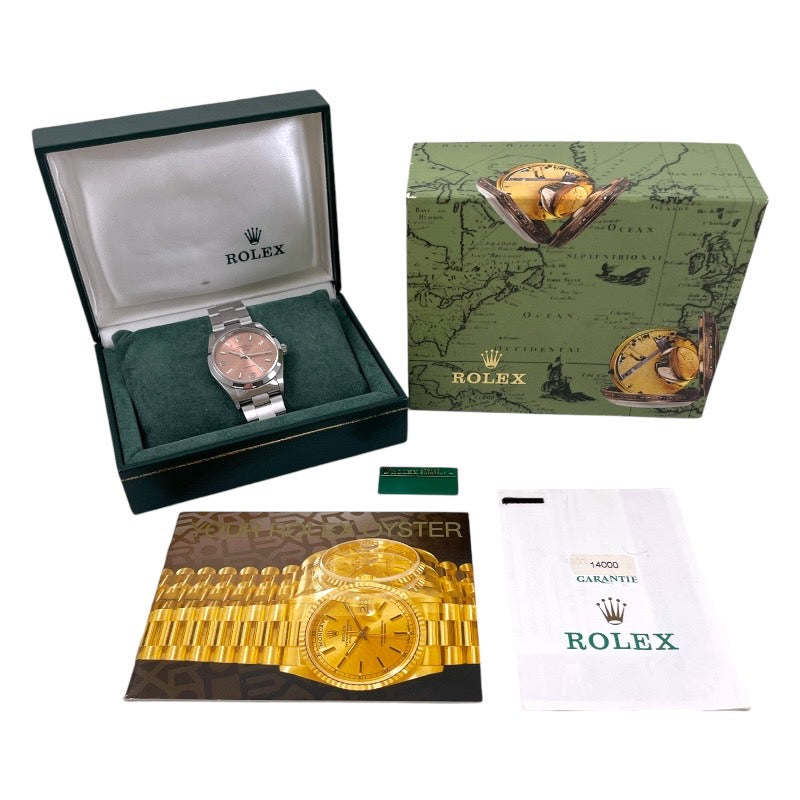【ROLEX】ロレックス オイスターパーペチュアル エアキング 14000 腕時計 ステンレススチールメンズ ピンク369