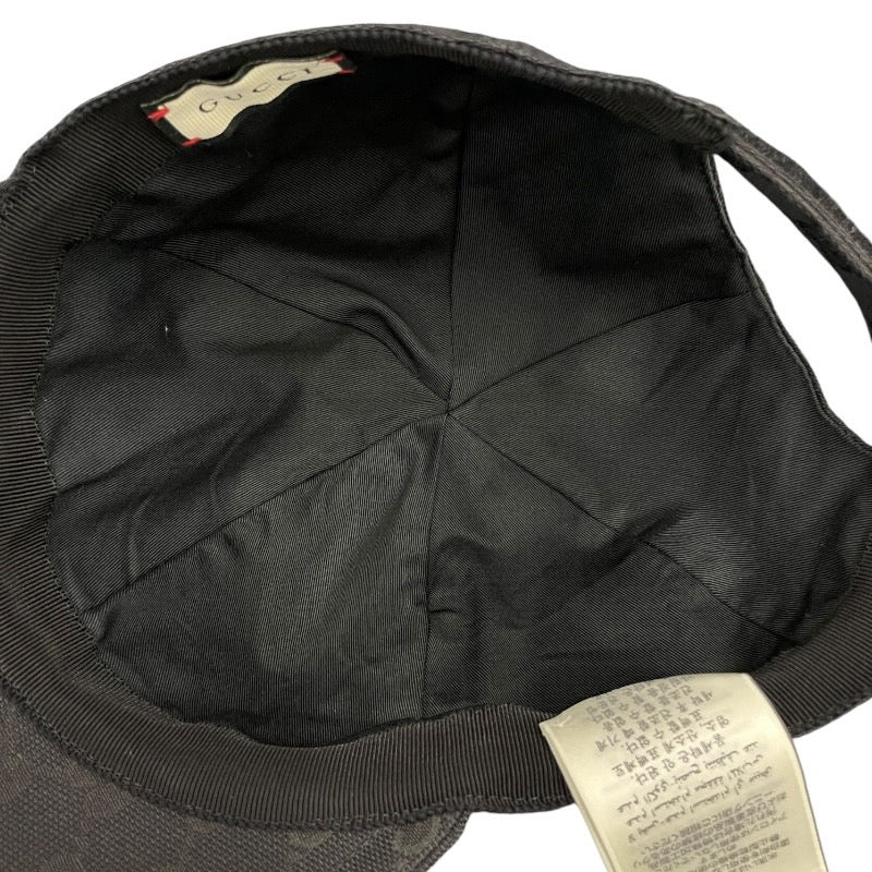 【GUCCI】グッチ ベースボールキャップ 576253 キャップ キャンバス メンズ GGキャンバス レザーロゴパッチ 黒 ブラック 帽子 Lサイズ 59cm