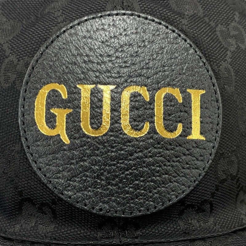 【GUCCI】グッチ ベースボールキャップ 576253 キャップ キャンバス メンズ GGキャンバス レザーロゴパッチ 黒 ブラック 帽子 Lサイズ 59cm