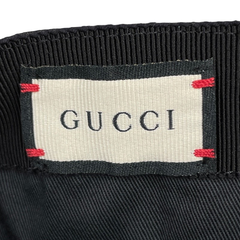 【GUCCI】グッチ ベースボールキャップ 576253 キャップ キャンバス メンズ GGキャンバス レザーロゴパッチ 黒 ブラック 帽子 Lサイズ 59cm