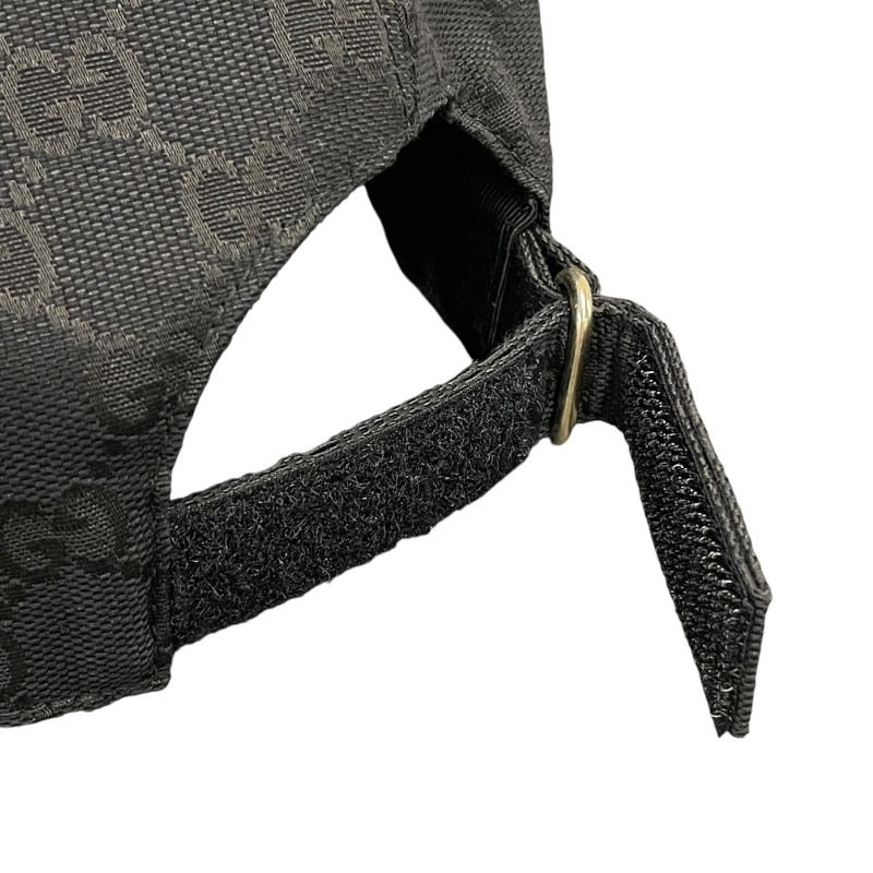 【GUCCI】グッチ ベースボールキャップ 576253 キャップ キャンバス メンズ GGキャンバス レザーロゴパッチ 黒 ブラック 帽子 Lサイズ 59cm