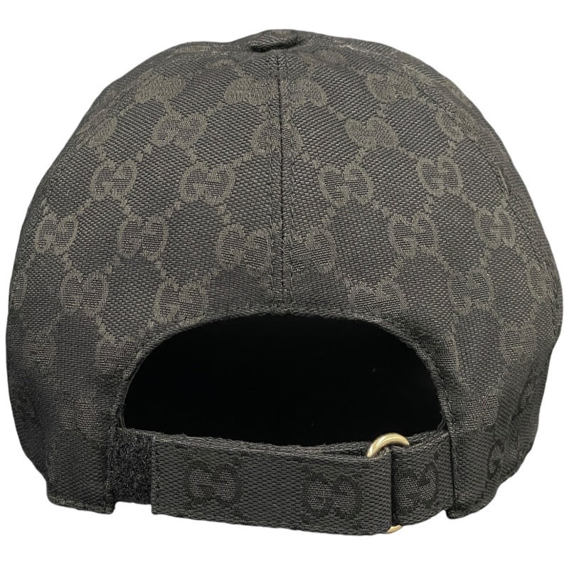 【GUCCI】グッチ ベースボールキャップ 576253 キャップ キャンバス メンズ GGキャンバス レザーロゴパッチ 黒 ブラック 帽子 Lサイズ 59cm