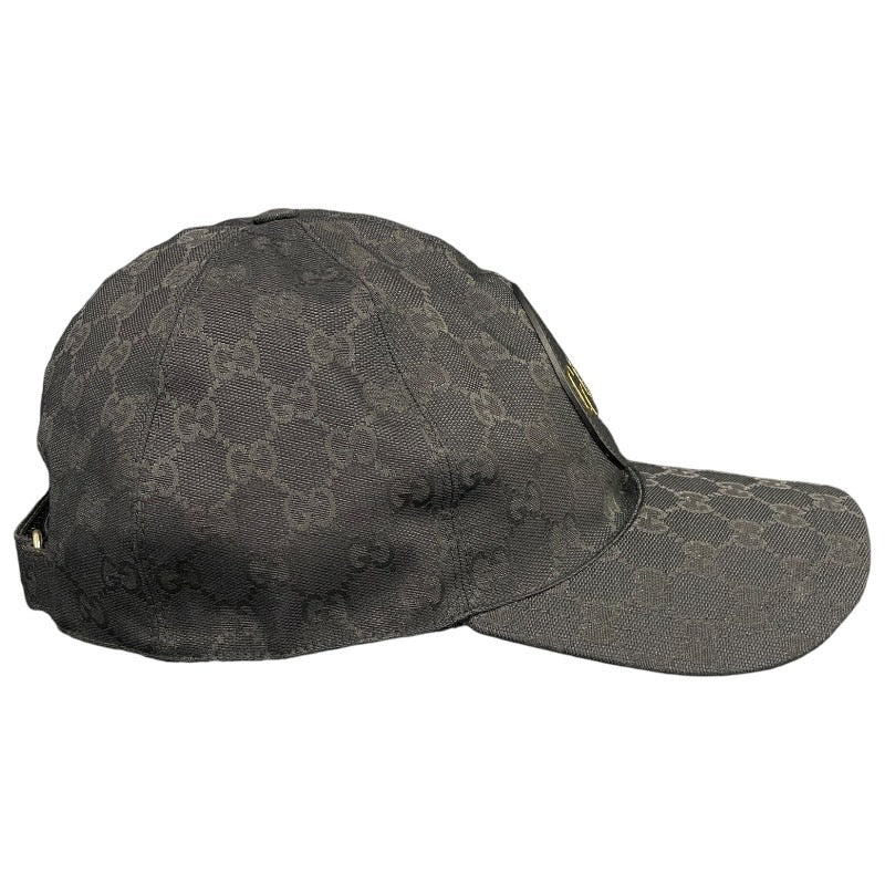 【GUCCI】グッチ ベースボールキャップ 576253 キャップ キャンバス メンズ GGキャンバス レザーロゴパッチ 黒 ブラック 帽子 Lサイズ 59cm