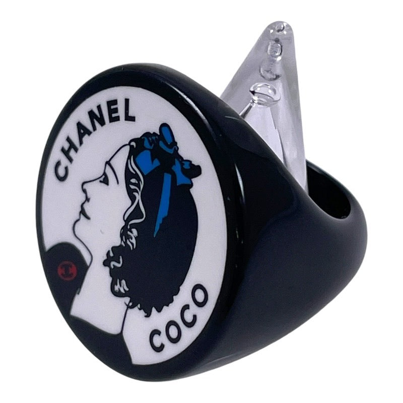 【CHANEL】シャネル マドモアゼル リング・指輪 プラスチックレディース 12号 希少 黒 マドモワゼル