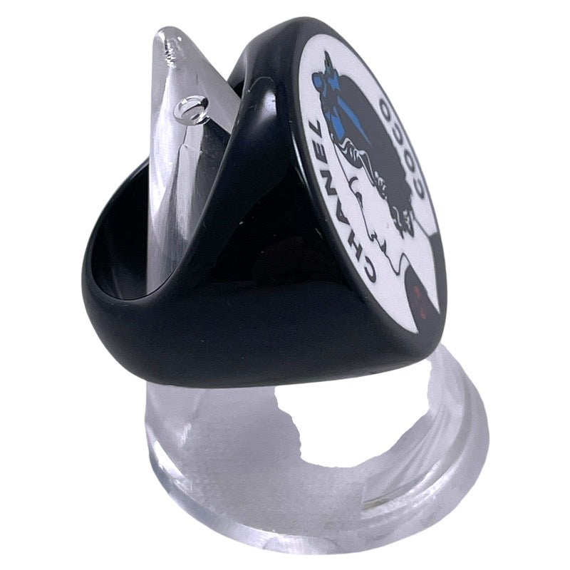 【CHANEL】シャネル マドモアゼル リング・指輪 プラスチックレディース 12号 希少 黒 マドモワゼル