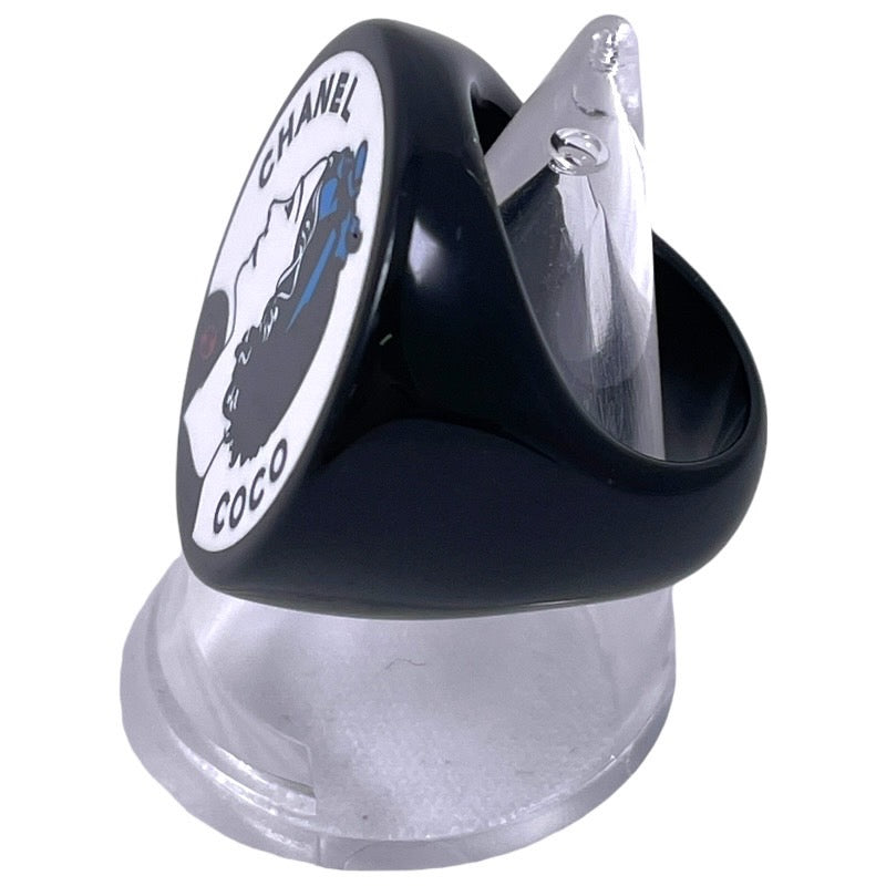 【CHANEL】シャネル マドモアゼル リング・指輪 プラスチックレディース 12号 希少 黒 マドモワゼル