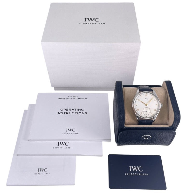 【IWC】インターナショナルウォッチカンパニー ポルトギーゼ オートマティック40 IW358303 腕時計 SS/レザーメンズ スモールセコンド スモセコ