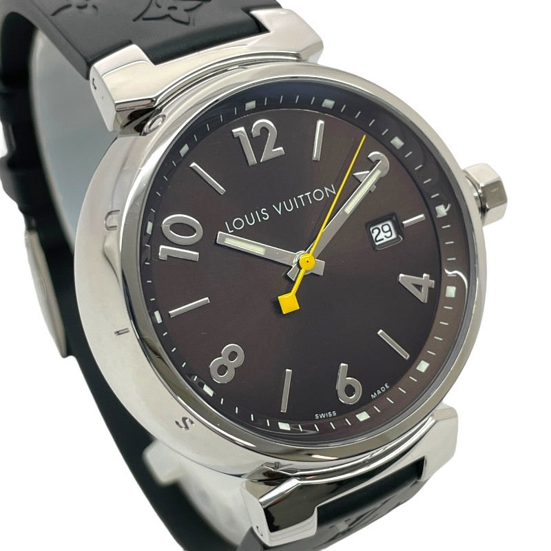 【LOUIS VUITTON】ルイ・ヴィトン タンブールGM Q1111 腕時計 SS/ラバーメンズ ラバーベルト