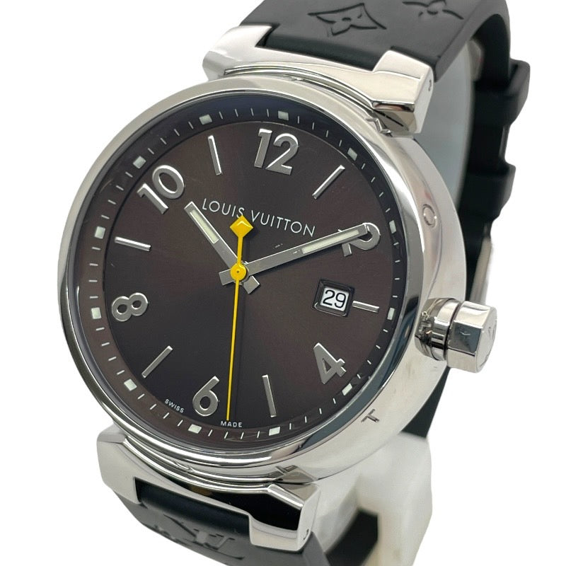 【LOUIS VUITTON】ルイ・ヴィトン タンブールGM Q1111 腕時計 SS/ラバーメンズ ラバーベルト