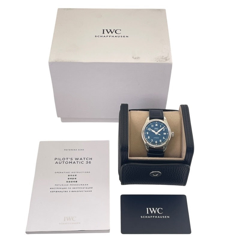 【IWC】インターナショナルウォッチカンパニー パイロットウォッチ オートマティック36 IW324008 腕時計 SS/レザー メンズ デイト ブルー