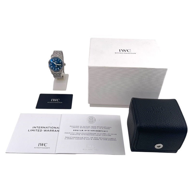 【IWC】インターナショナルウォッチカンパニー マーク18 プティプランス IW327016 腕時計 ステンレススチール メンズ デイト SS/SS パイロットウォッチ ブルー文字盤
