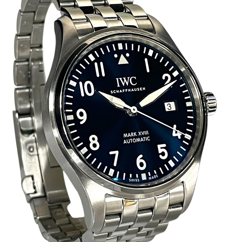 【IWC】インターナショナルウォッチカンパニー マーク18 プティプランス IW327016 腕時計 ステンレススチール メンズ デイト SS/SS パイロットウォッチ ブルー文字盤