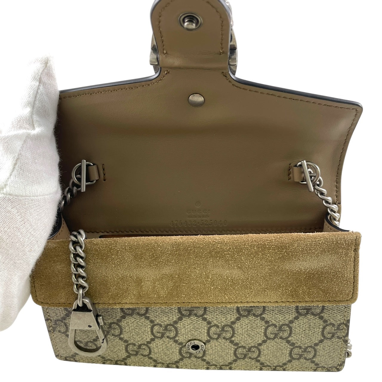 【GUCCI】グッチ ディオニュソス スーパーミニバッグ 476432 ショルダーバッグ レザーレディース チェーンショルダー GGスプリーム ポシェット ベージュ