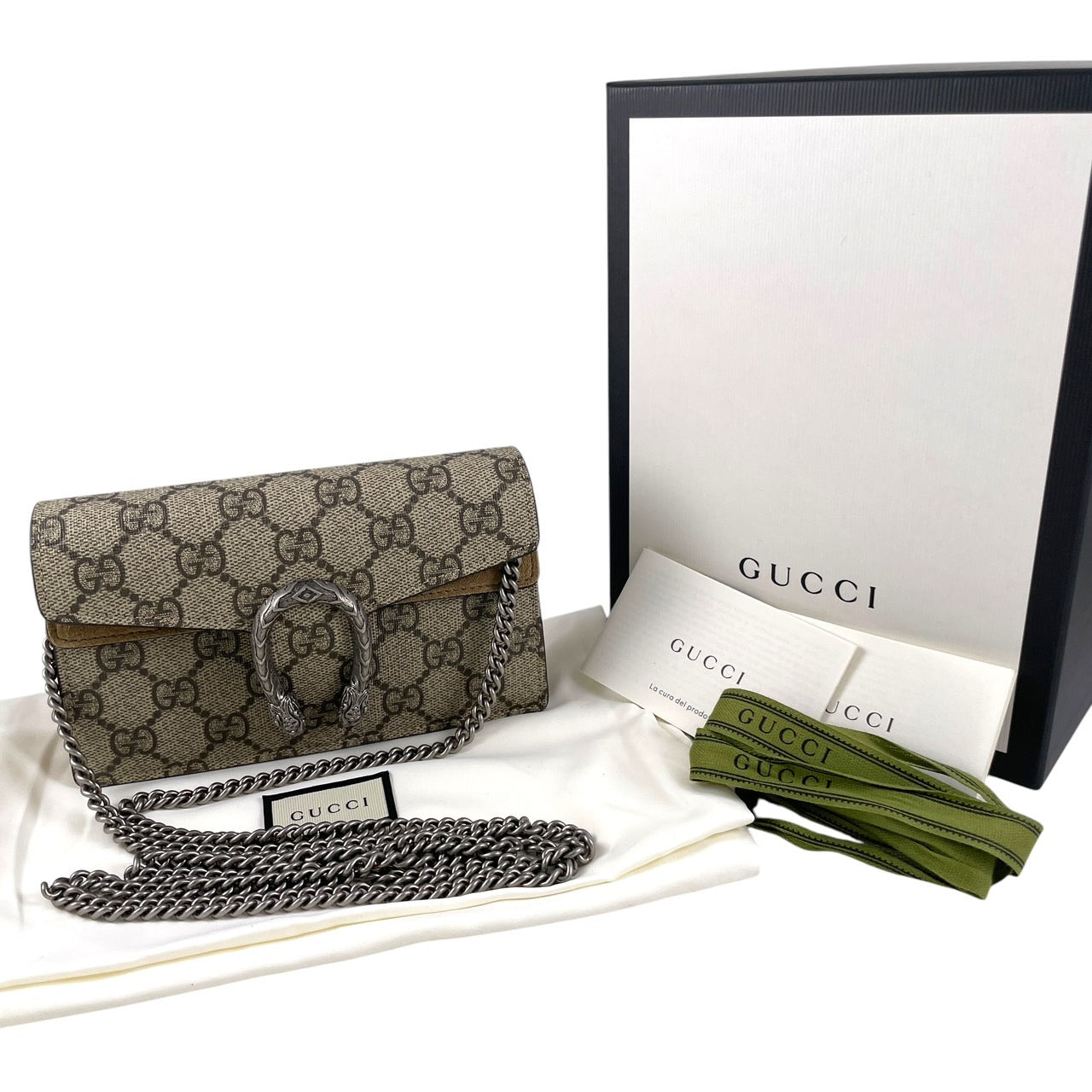 【GUCCI】グッチ ディオニュソス スーパーミニバッグ 476432 ショルダーバッグ レザーレディース チェーンショルダー GGスプリーム ポシェット ベージュ