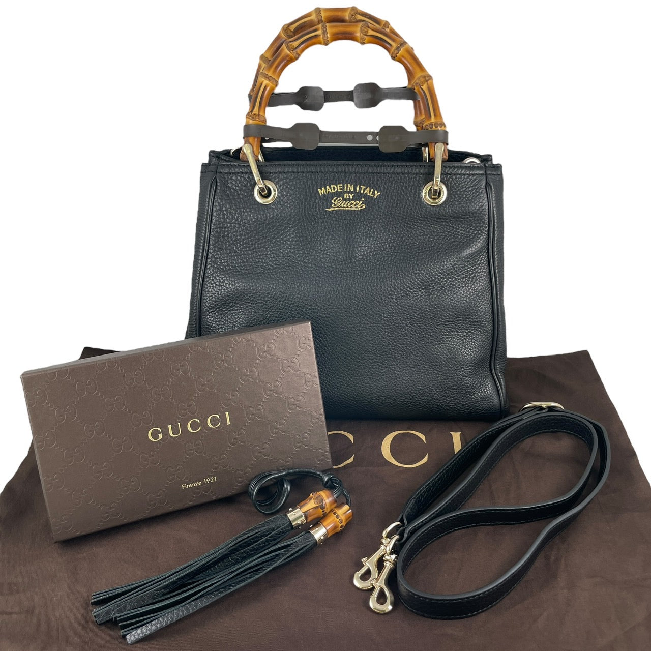 【GUCCI】グッチ スモールショッパー 336032 ショルダーバッグ レザー レディース バンブー トートバッグ ハンドバッグ 2way ブラック