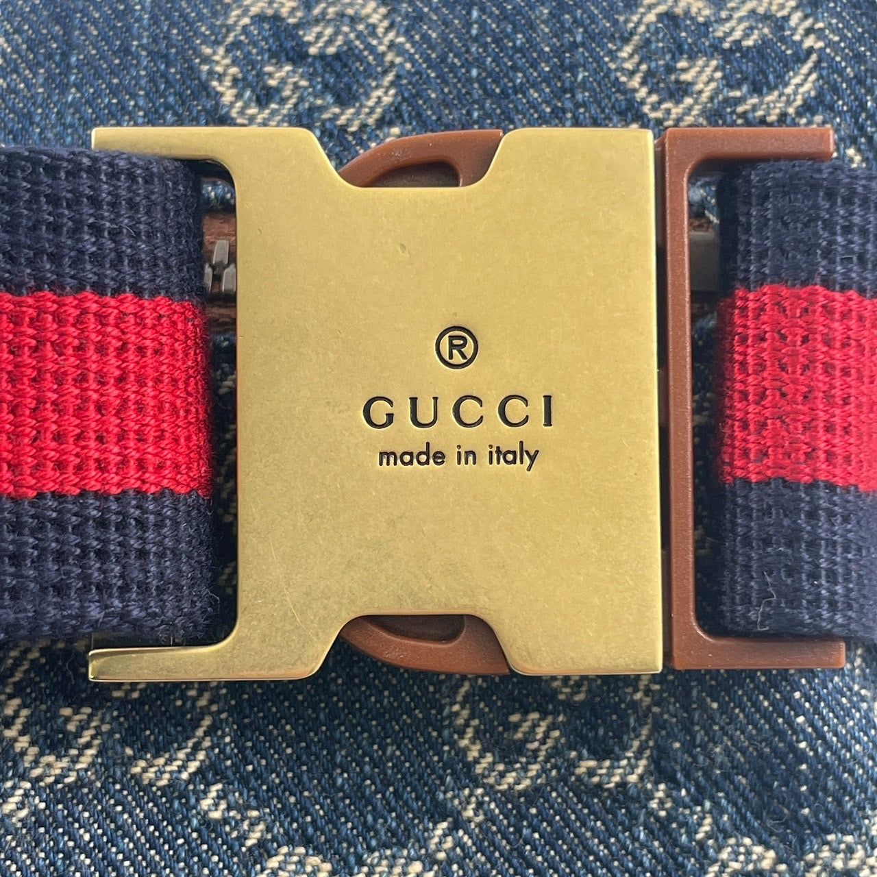 【GUCCI】グッチ 682933 ウエストバッグ デニム ユニセックス ウエストポーチ ボディバッグ GG ブルー/ブラウン メンズ レディース