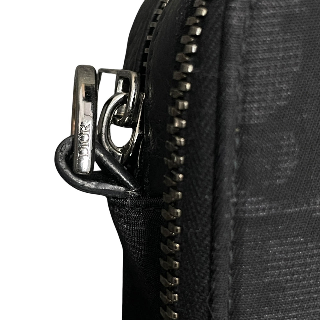 【Christian Dior】クリスチャンディオール ストラップジップポーチ ショルダーバッグ ナイロンユニセックス ポシェット オブリーク トロッター ブラック